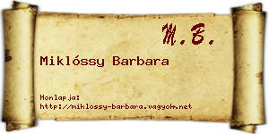 Miklóssy Barbara névjegykártya